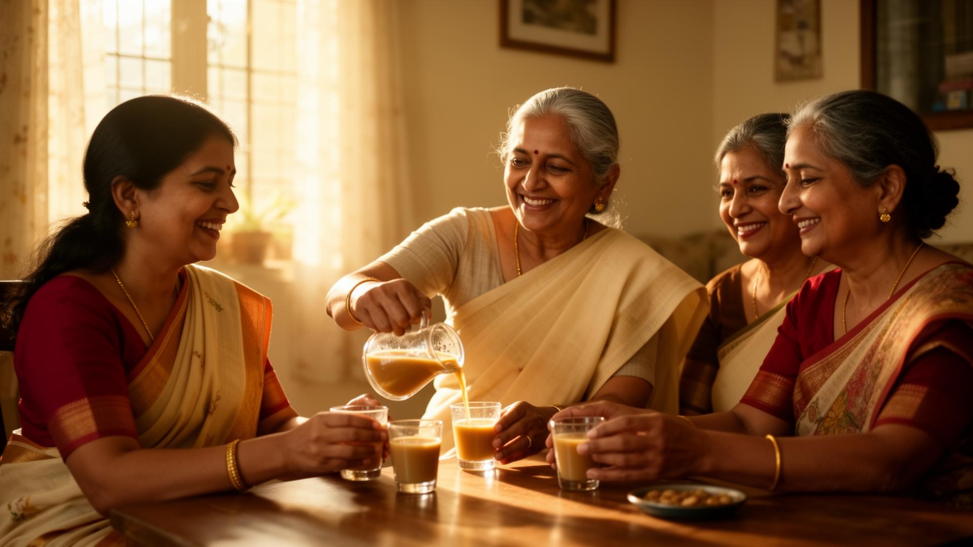 Family gathered over chai
